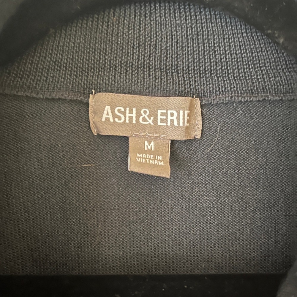 Ash & Erie Merino Wool Quarter-Zip Sweater Charcoal Gray Sz M - Picture 6 of 7